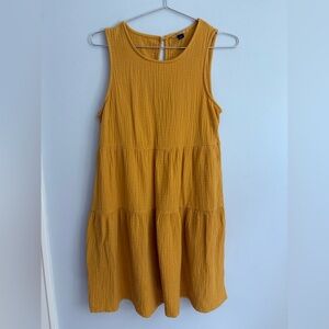 Mustard Yellow Sleeveless Cotton Gauze Dress